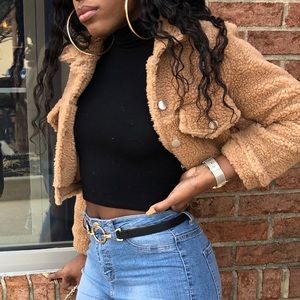 Tan Teddy Borg Trucker jacket